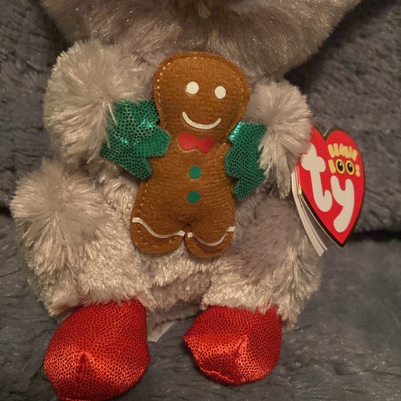 RETIRED 2016 TY BEANIE BOOS CHRISTMAS MAC THE MOUSE GINGERBREAD 6" PLUSH NWT - Picture 7 of 8